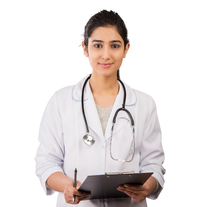 Smiling Indian doctor with a stethoscope ready for consultation