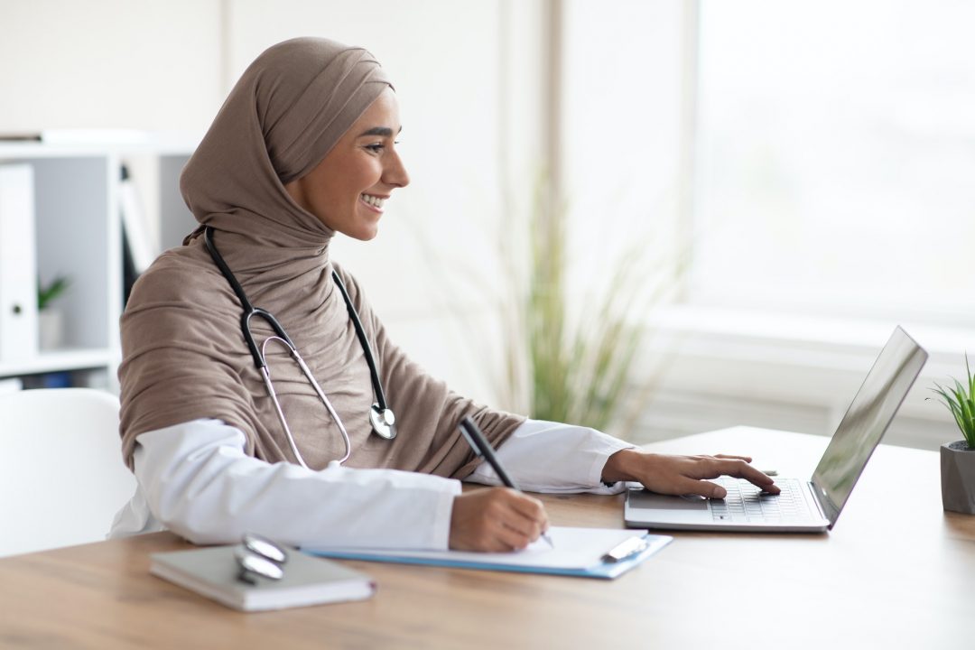 Doctor preparing an appointment online